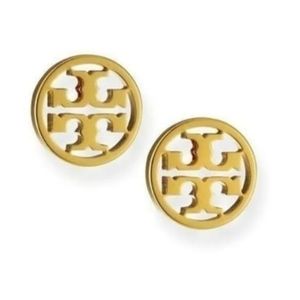 Tory Burch circle logo stud earrings gold  never used